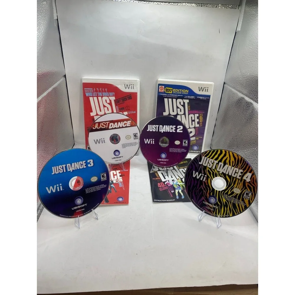 Just Dance 1 Through 4 Lot Nintendo Wii JD 1,2,3,4 Tested Authentic Complete